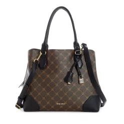 Nine West Brooklyn Jet Set Carryall Satchel Bag -Nine West shop 3754136 Brown Lattice