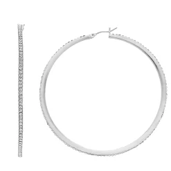 Nine West Pave Large Hoop Earrings