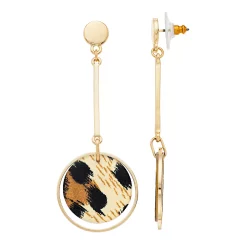 Nine West Animal Print Disc Drop Earrings