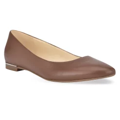 Nine West Corrine Women's Leather Ballet Flats -Nine West shop 4306613 Dark Natural