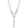 Nine West Black Tone & Simulated Crystal Multi-Layered Necklace