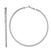 Nine West Silver Tone Textured Large Hoop Earrings