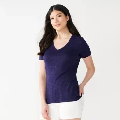 Women's Nine West Essential V-Neck Tee -Nine West shop 4841148 Navy Bliss Heather