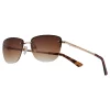 Women's Nine West 57mm Gold Frame Semi-Rimless Rectangle Sunglasses