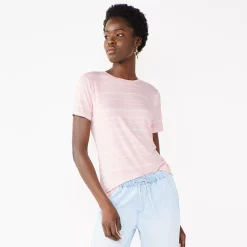 Women's Nine West Essential Crewneck Tee 157 Women's Nine West Essential Crewneck Tee -Nine West shop 4911743 Blush Stripe
