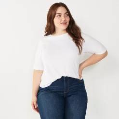 Plus Size Nine West Essential Elbow Sleeve Top -Nine West shop 4950998 New White