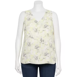Plus Size Nine West Essential V-Neck Tank -Nine West shop 4952917 Yellow Floral