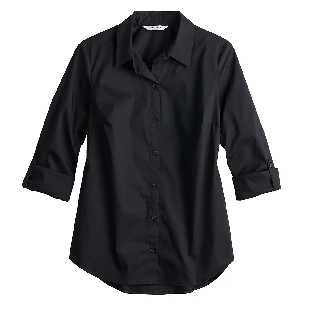 Petite Nine West Long Sleeve Structured Shirt 6 Petite Nine West Long Sleeve Structured Shirt - Image 4