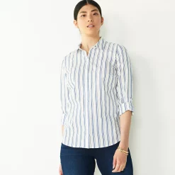 Petite Nine West Long Sleeve Structured Shirt