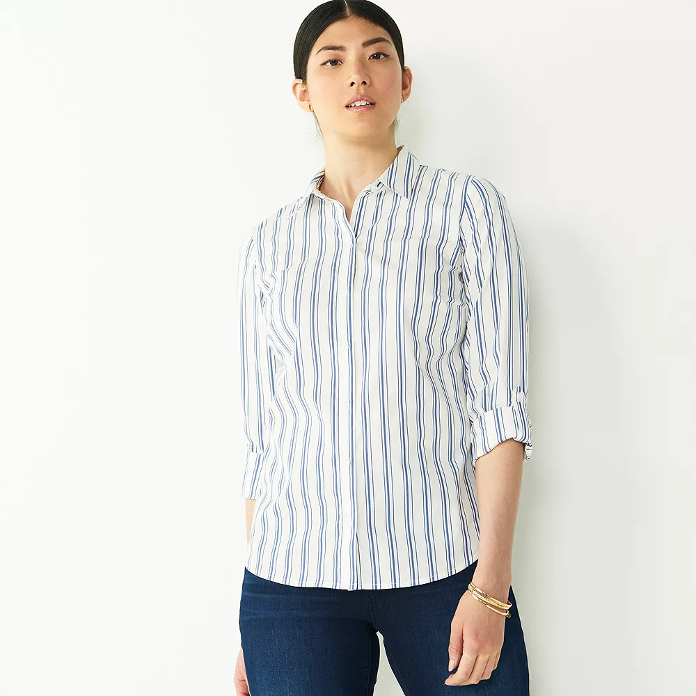 Petite Nine West Long Sleeve Structured Shirt 3 Petite Nine West Long Sleeve Structured Shirt