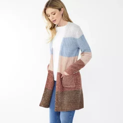 Women's Nine West Car Coat Cardigan -Nine West shop 4972563 Terracotta Mix Stripe