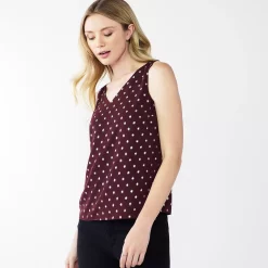 Women's Nine West V-Neck Tank -Nine West shop 4974987 Plum Foil Dot