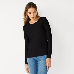 Petite Nine West Crewneck Long Sleeve Top