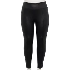 Plus Size Nine West Seamed Tummy-Control Ponte Leggings -Nine West shop 5035946 Black Crackle