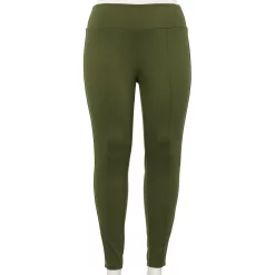 Plus Size Nine West Seamed Tummy-Control Ponte Leggings -Nine West shop 5035946 Infantry Olive