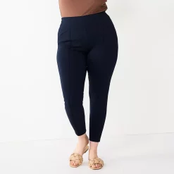 Plus Size Nine West Seamed Tummy-Control Ponte Leggings -Nine West shop 5035946 Sky Captain