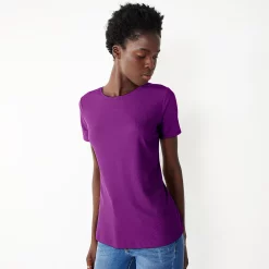 Petite Nine West Essential Crewneck Tee -Nine West shop 5086783 Pansy Plum Rib
