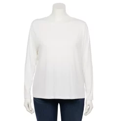 Plus Size Nine West Long Sleeve Crewneck Top