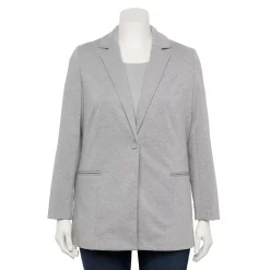 Plus Size Nine West Relaxed Knit Blazer -Nine West shop 5128594 Light Gray Heather