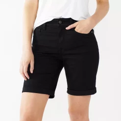 Petite Nine West Slimming Bermuda Jean Shorts -Nine West shop 5215184 Mineral Black