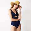 Women's Nine West Twist Front One-Piece Swimsuit 2 Women's Nine West Twist Front One-Piece Swimsuit -Nine West shop 5217112 Navy