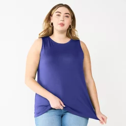 Plus Size Nine West Essential Easy High-Neck Tank -Nine West shop 5234070 Clara Purple