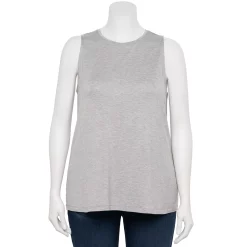 Plus Size Nine West Essential Easy High-Neck Tank -Nine West shop 5234070 Gray Fox Heather
