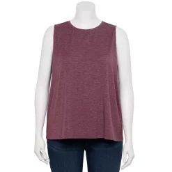 Plus Size Nine West Essential Easy High-Neck Tank -Nine West shop 5234070 Maddie Plum Single Dye