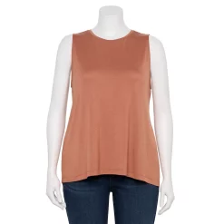 Plus Size Nine West Essential Easy High-Neck Tank -Nine West shop 5234070 Mocha Frosting