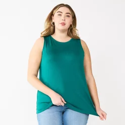 Plus Size Nine West Essential Easy High-Neck Tank -Nine West shop 5234070 Night Tide