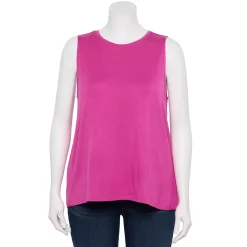 Plus Size Nine West Essential Easy High-Neck Tank -Nine West shop 5234070 Raspberry Soda