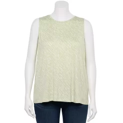 Plus Size Nine West Essential Easy High-Neck Tank -Nine West shop 5234070 Sage Wood Diagonal