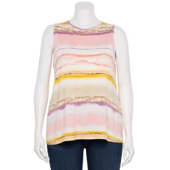 Plus Size Nine West Essential Easy High-Neck Tank -Nine West shop 5234070 Sunset Stripe