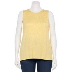Plus Size Nine West Essential Easy High-Neck Tank -Nine West shop 5234070 Yellow Palms
