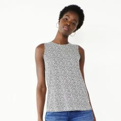 Petite Nine West Essential High Neck Tank -Nine West shop 5234193 Black Mini Hearts