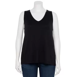 Plus Size Nine West Essential Easy V-Neck Tank -Nine West shop 5235544 Black