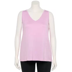 Plus Size Nine West Essential Easy V-Neck Tank -Nine West shop 5235544 Lilac Necklace