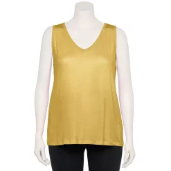 Plus Size Nine West Essential Easy V-Neck Tank -Nine West shop 5235544 Santa Cruz Yellow