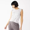Petite Nine West Ruffle-Shoulder Top -Nine West shop 5245225 Gray Animal