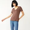 Petite Nine West Essential Short Sleeve V-Neck Tee