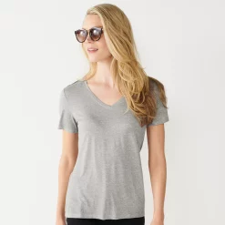 Petite Nine West Essential Short Sleeve V-Neck Tee 33 Petite Nine West Essential Short Sleeve V-Neck Tee -Nine West shop 5246433 Dark Ash Heather