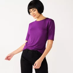 Petite Nine West Essential Elbow Sleeve Tee -Nine West shop 5247058 Pansy Plum