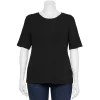 Plus Size Nine West Essential Fitted Elbow-Sleeve Tee -Nine West shop 5247489 Black
