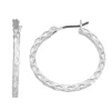 Nine West Textured Hoop Earrings -Nine West shop 5257424 Silver Tone