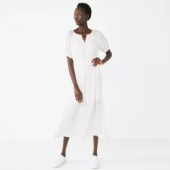 Petite Nine West Puff-Sleeve Midi Dress -Nine West shop 5262045 Spring Zebra