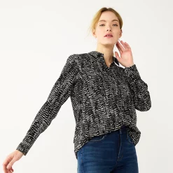 Women's Nine West Drapey Button Down Shirt -Nine West shop 5271741 Black Snake