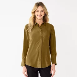 Women's Nine West Drapey Button Down Shirt -Nine West shop 5271741 Destiny Green