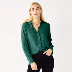 Women's Nine West Drapey Button Down Shirt -Nine West shop 5271741 Lavish Green
