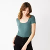 Women's Nine West Rib Short Sleeve Squareneck Bodysuit 2 Women's Nine West Rib Short Sleeve Squareneck Bodysuit -Nine West shop 5290693 Huxley Blue
