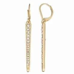 Nine West Gold Tone Simulated Crystal Linear Drop Earrings